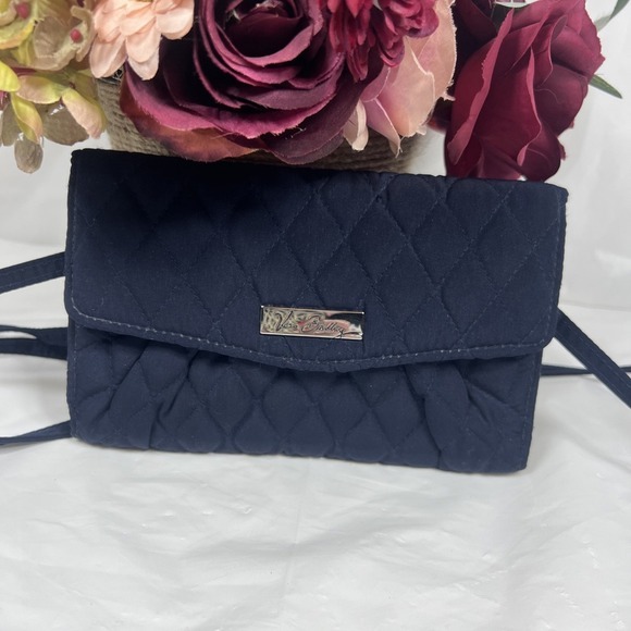 Vera Bradley Small Crossbody Purse Wallet Quilted Navy Blue‎ - Picture 3 of 11